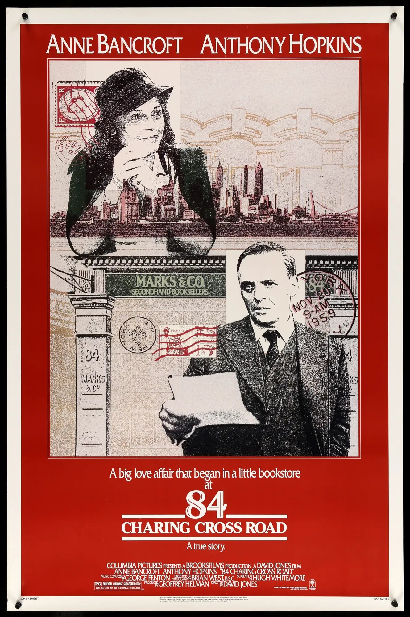 84 Charing Cross Road (1987) original movie poster for sale at Originalfilmart