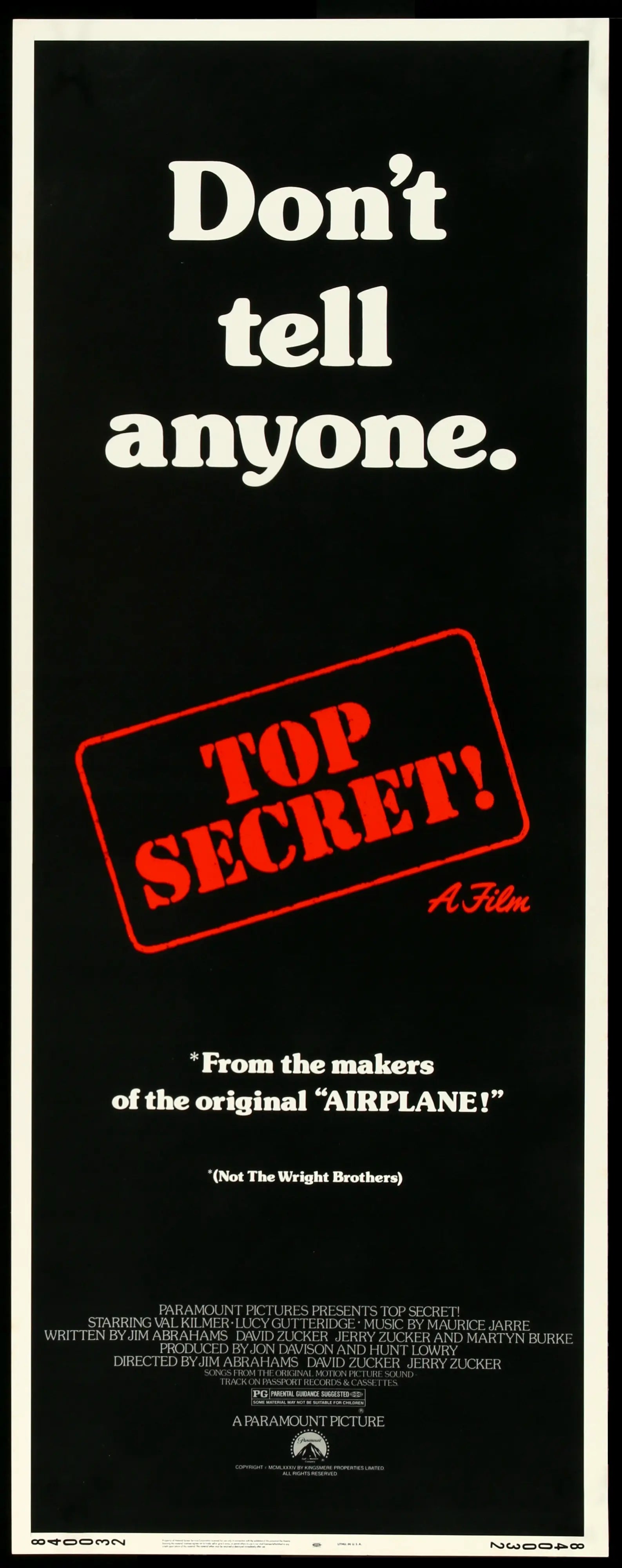 Top Secret (1984) original movie poster for sale at Originalfilmart
