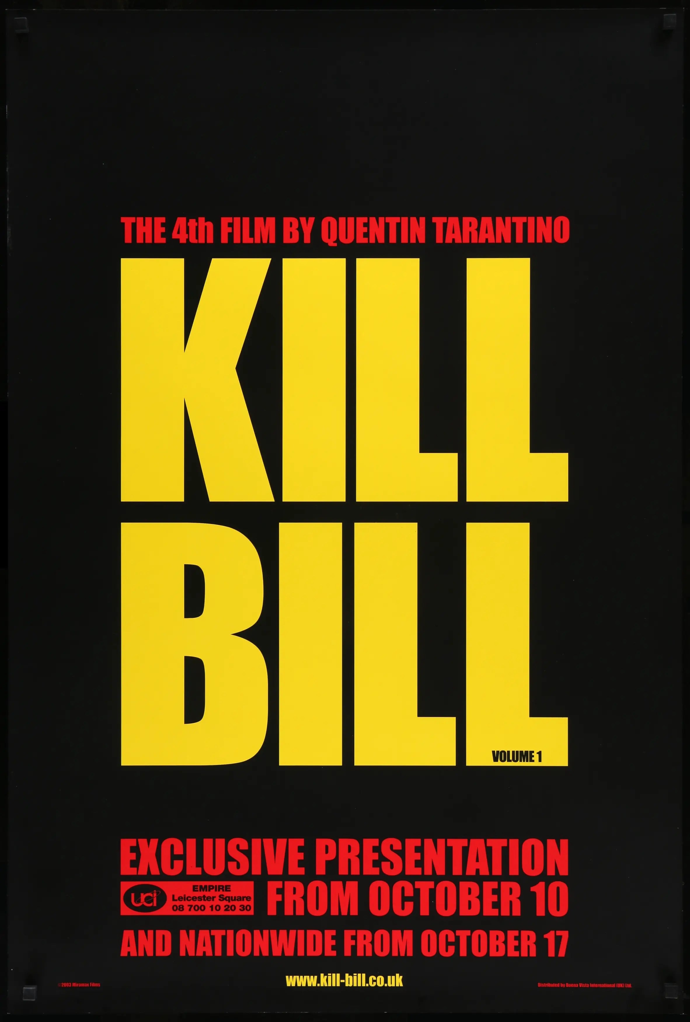Kill Bill: Vol. 1 (2003) original movie poster for sale at Originalfilmart