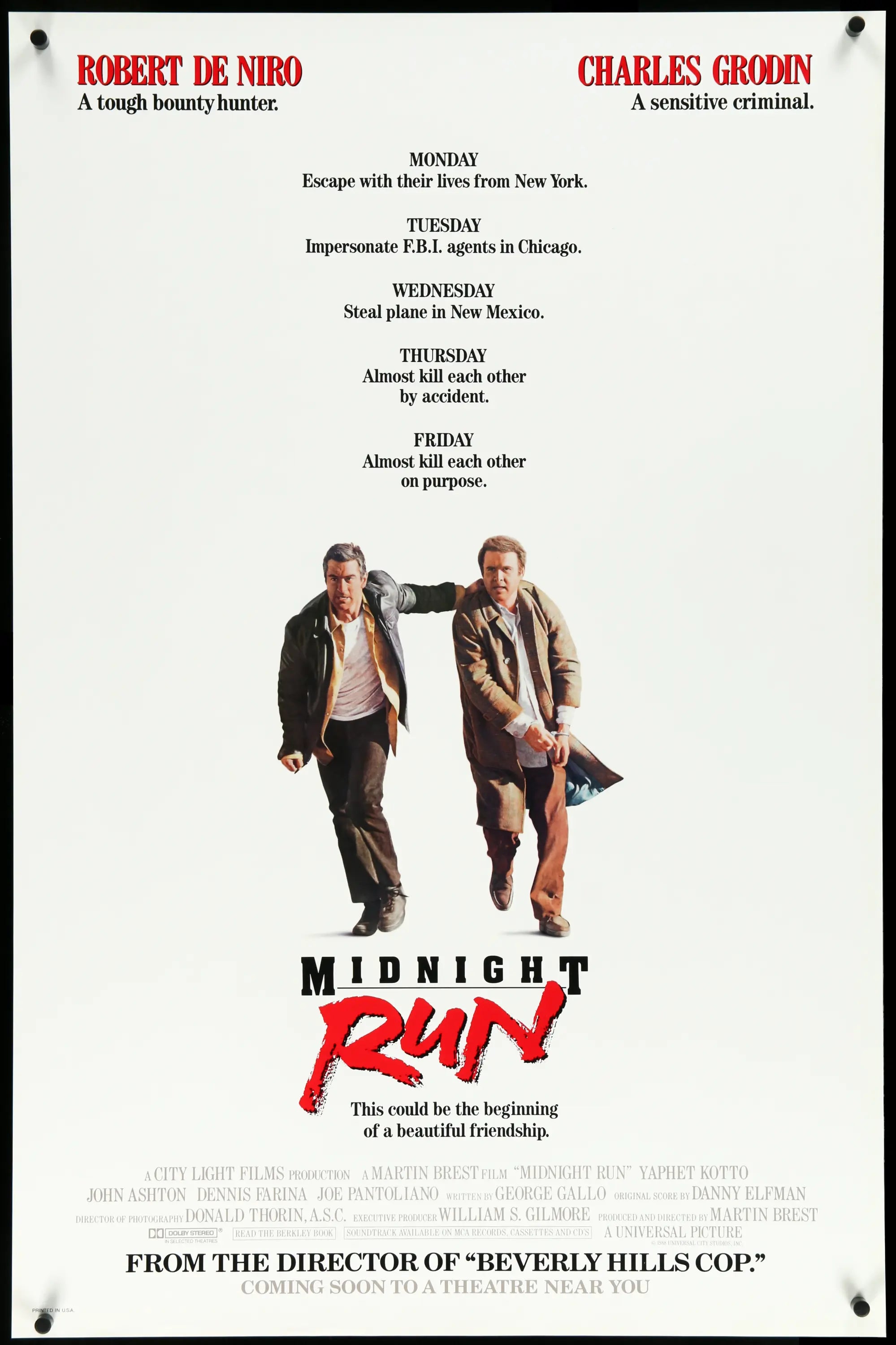 Midnight Run (1988) original movie poster for sale at Originalfilmart