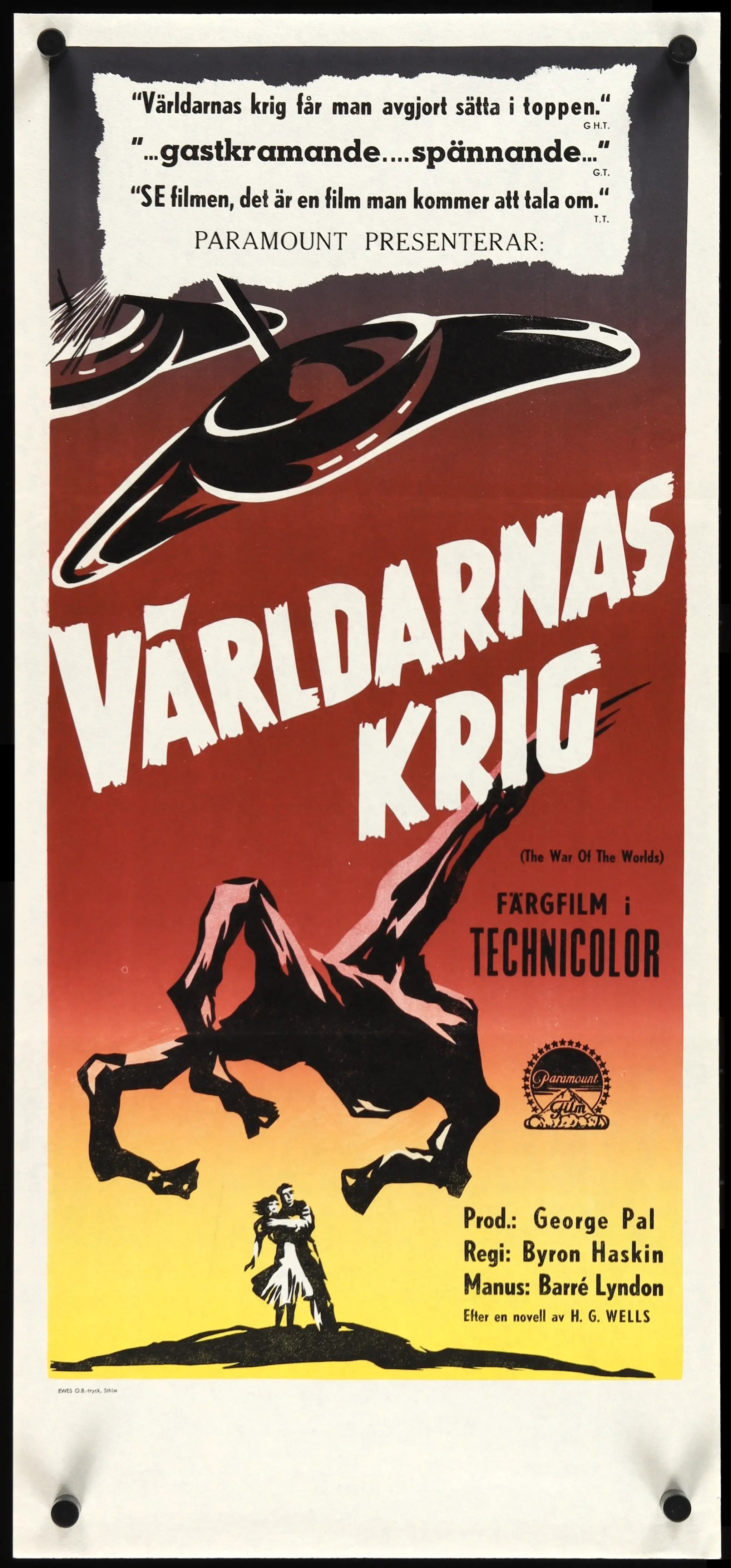 War of the Worlds (1953) original movie poster for sale at Originalfilmart