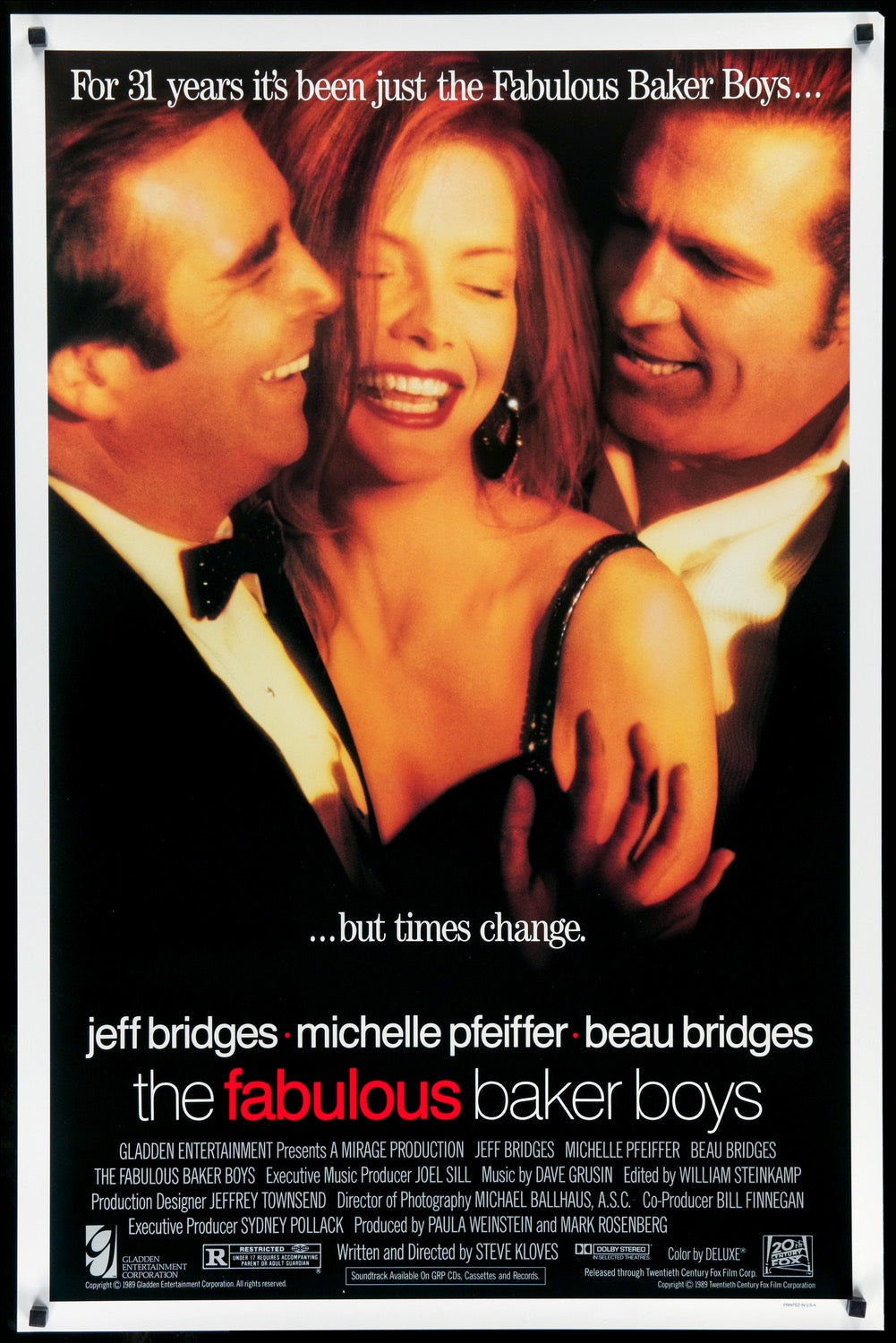 Fabulous Baker Boys (1989) original movie poster for sale at Originalfilmart