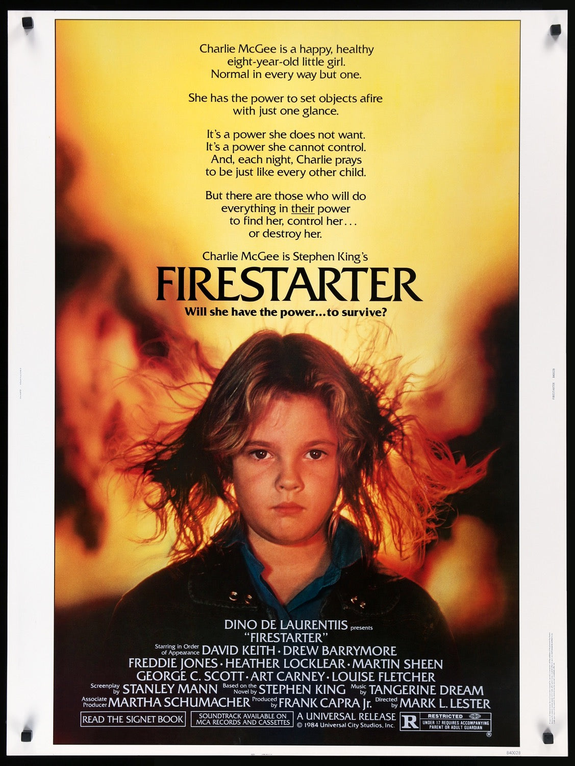 Firestarter (1984) original movie poster for sale at Originalfilmart