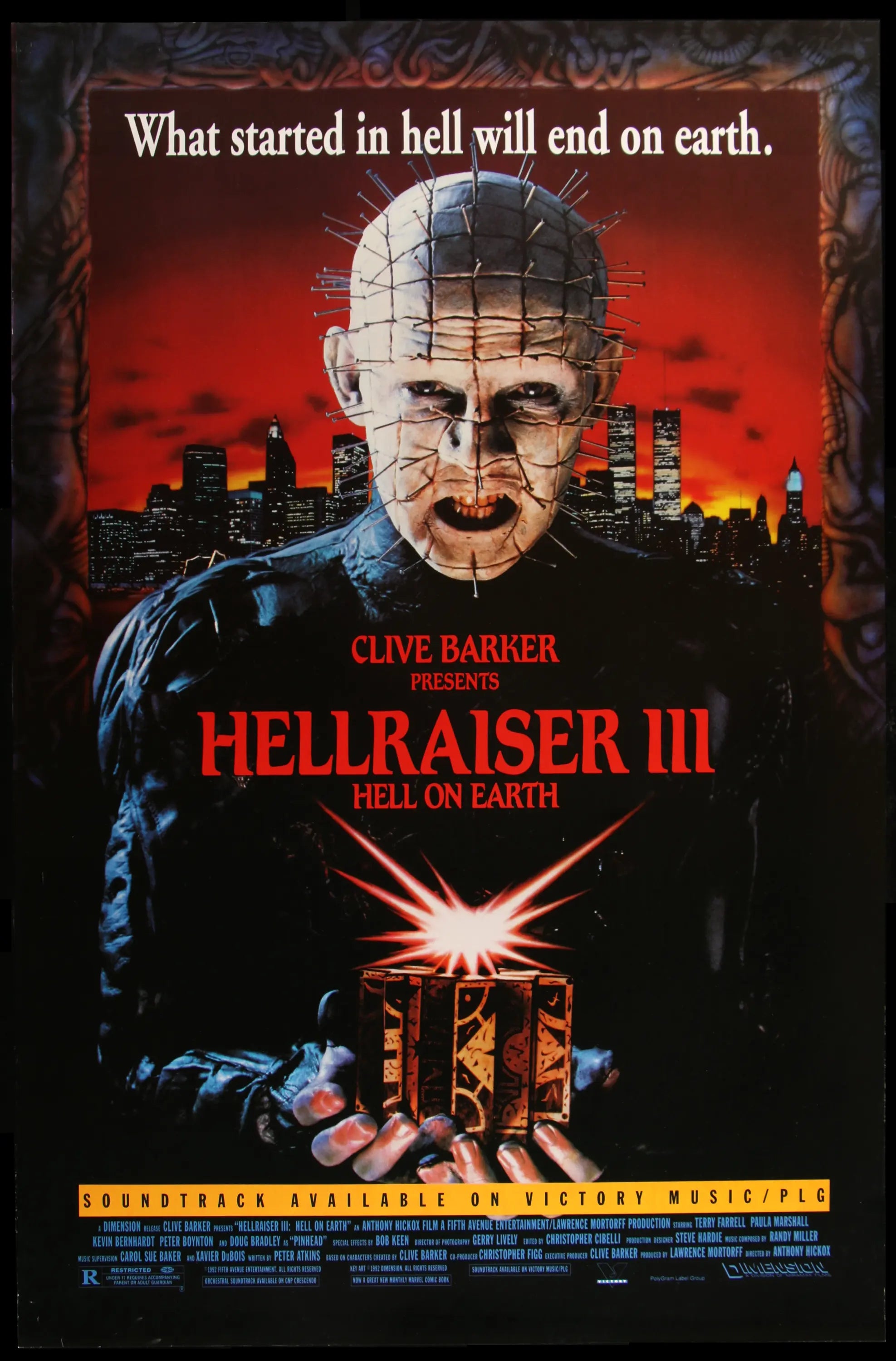 Hellraiser III: Hell On Earth (1992) original movie poster for sale at Originalfilmart
