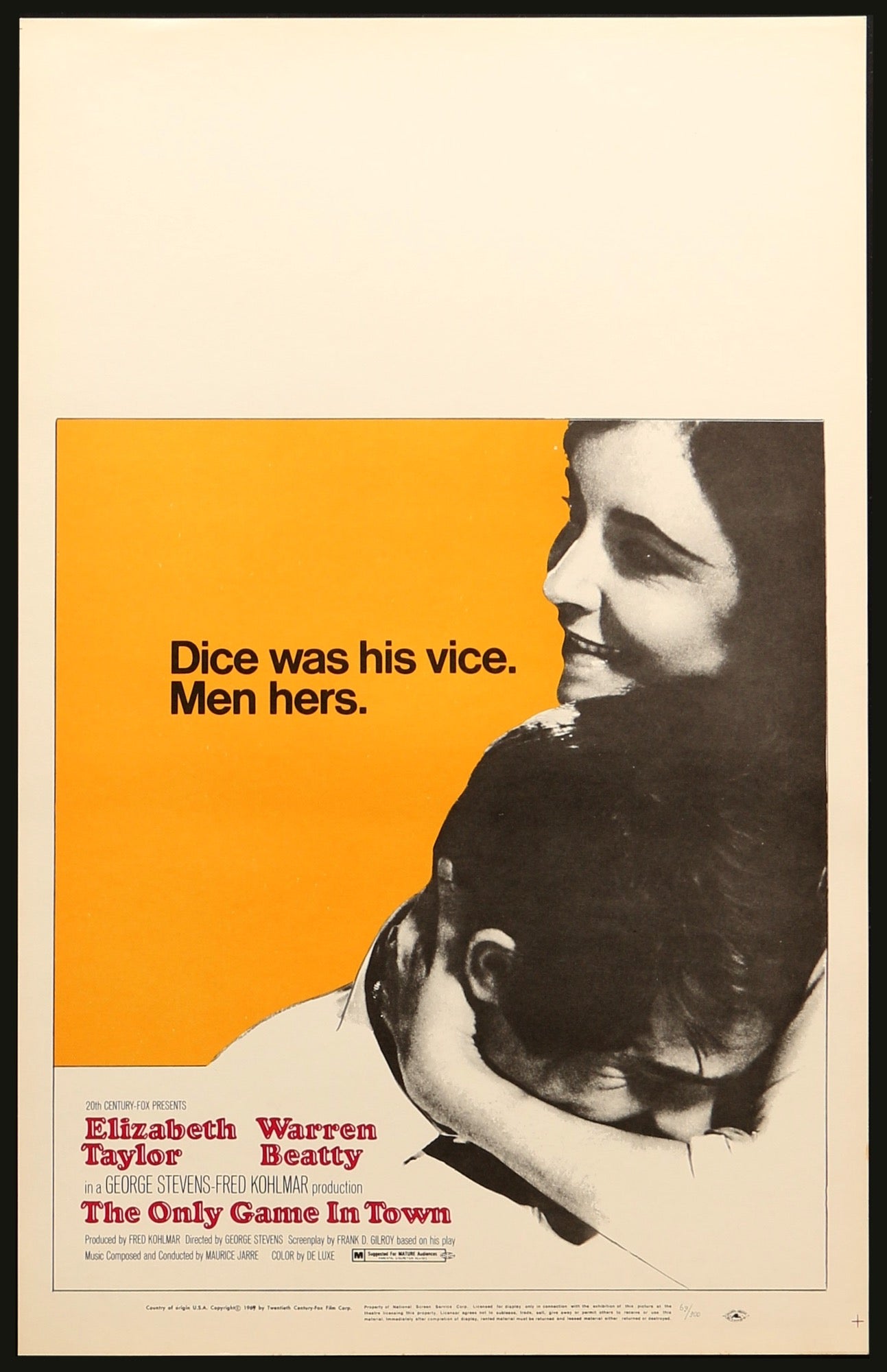 Only Game In Town (1970) original movie poster for sale at Originalfilmart