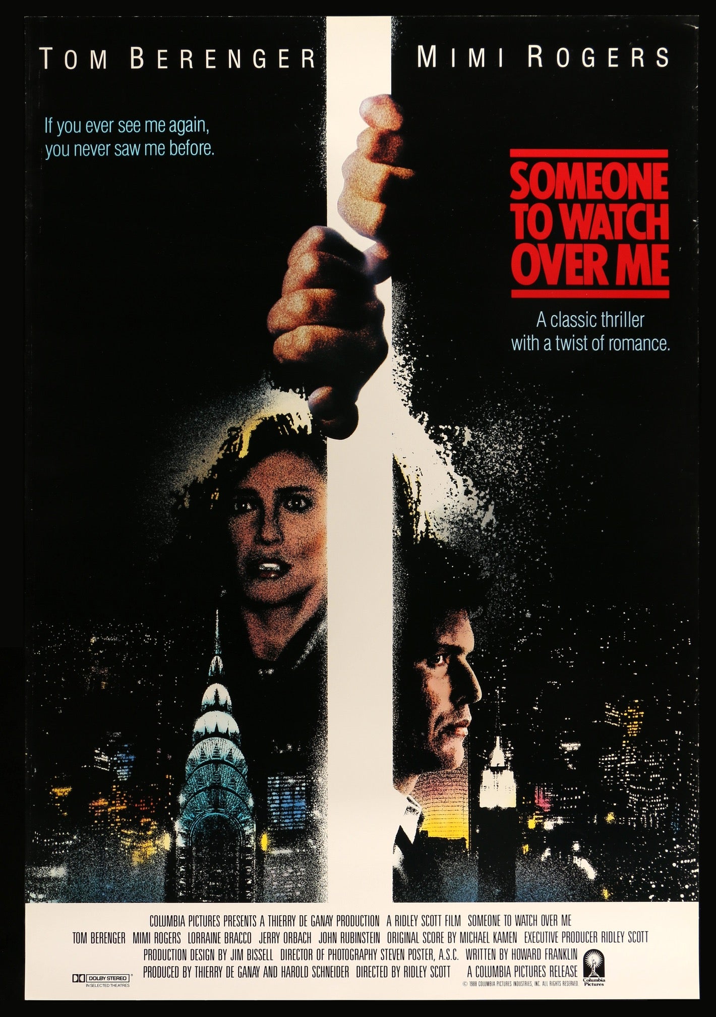 Someone to Watch Over Me (1987) original movie poster for sale at Originalfilmart