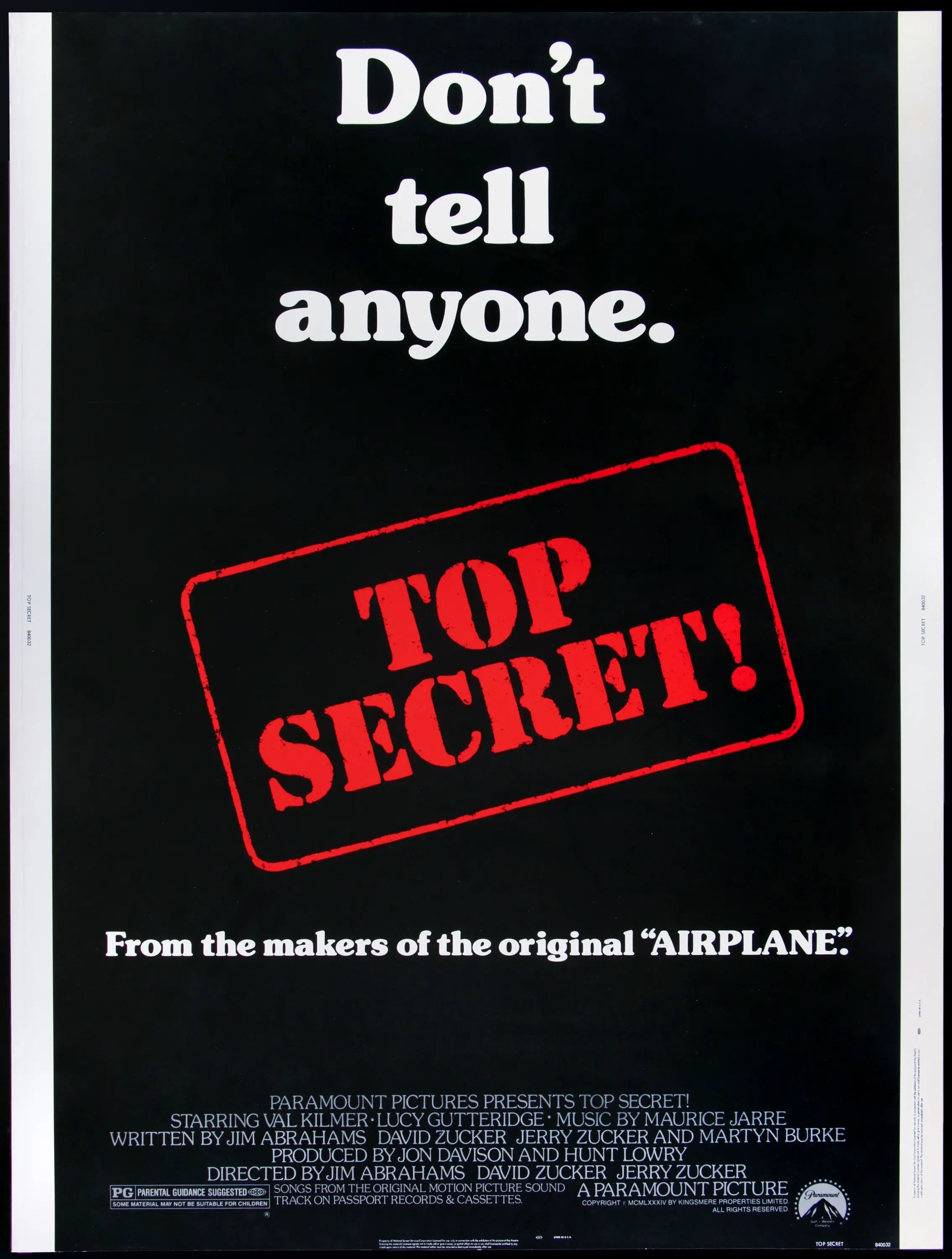 Top Secret (1984) original movie poster for sale at Originalfilmart