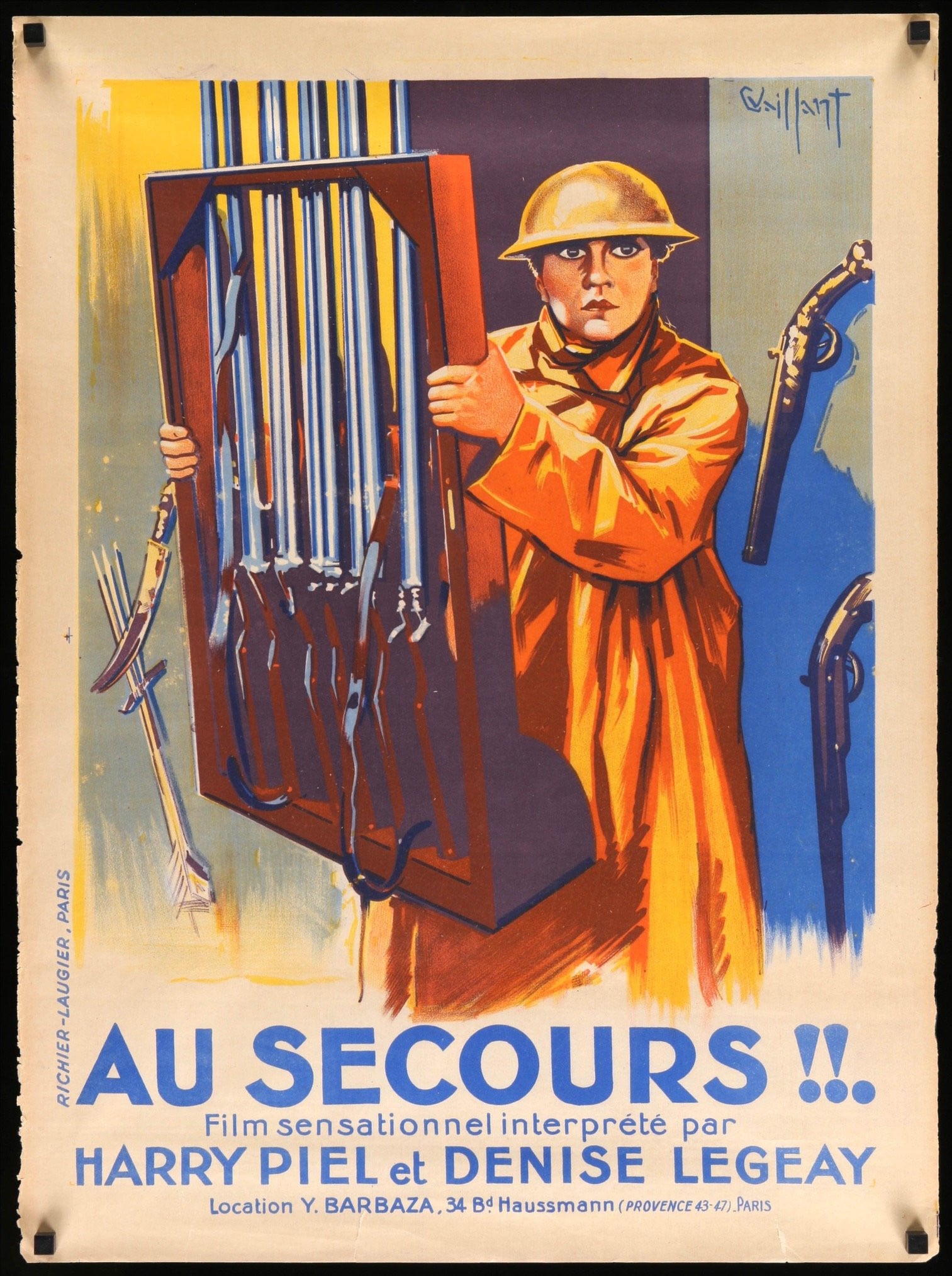 Au Secours (1925) original movie poster for sale at Originalfilmart