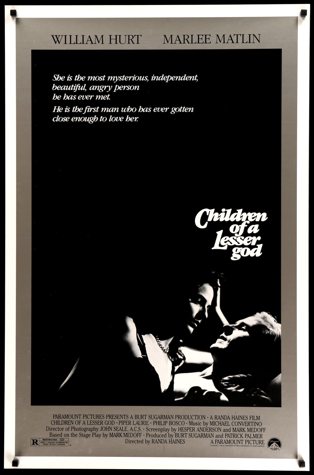Children of a Lesser God (1986) original movie poster for sale at Originalfilmart