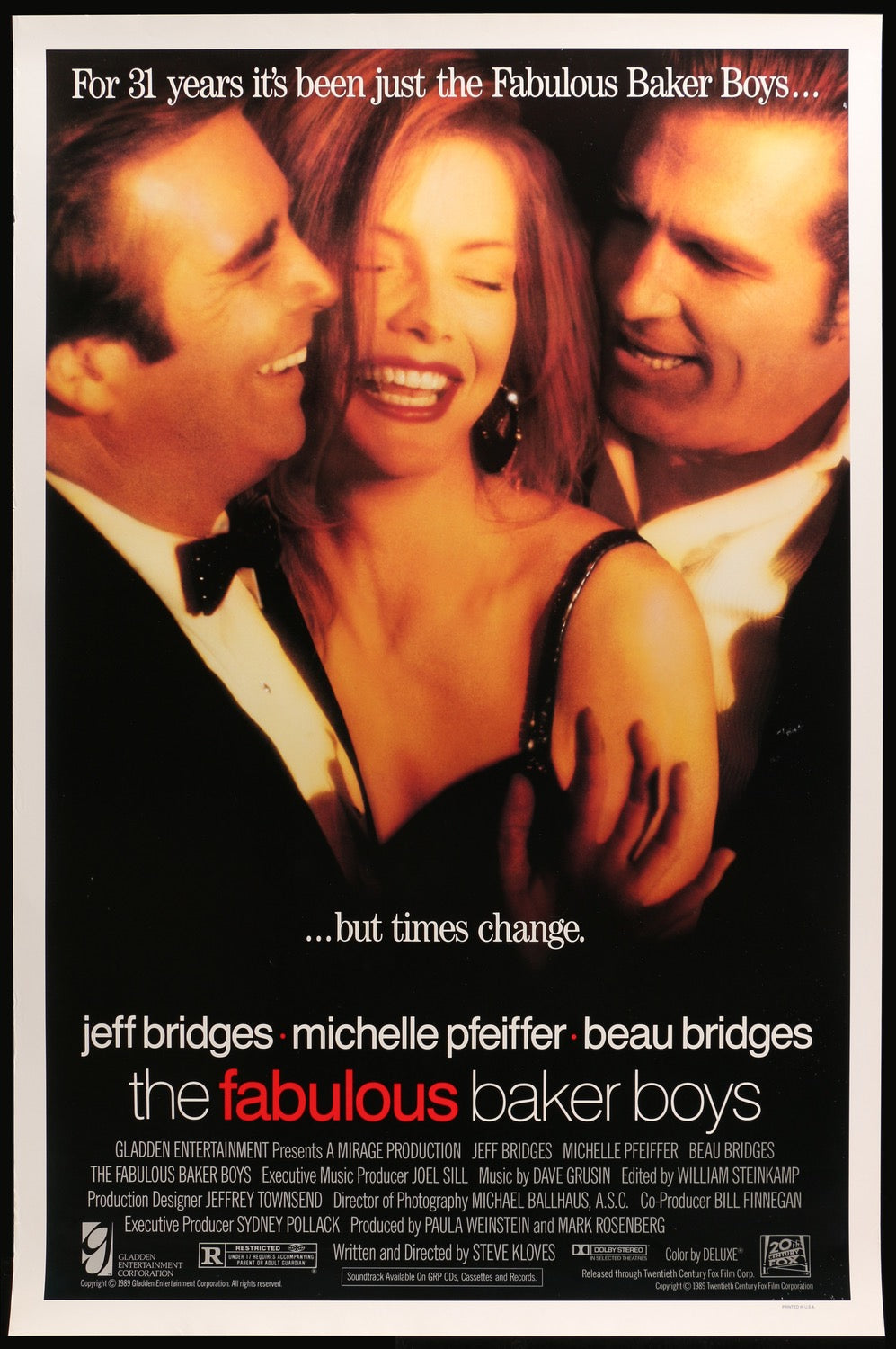 Fabulous Baker Boys (1989) original movie poster for sale at Originalfilmart