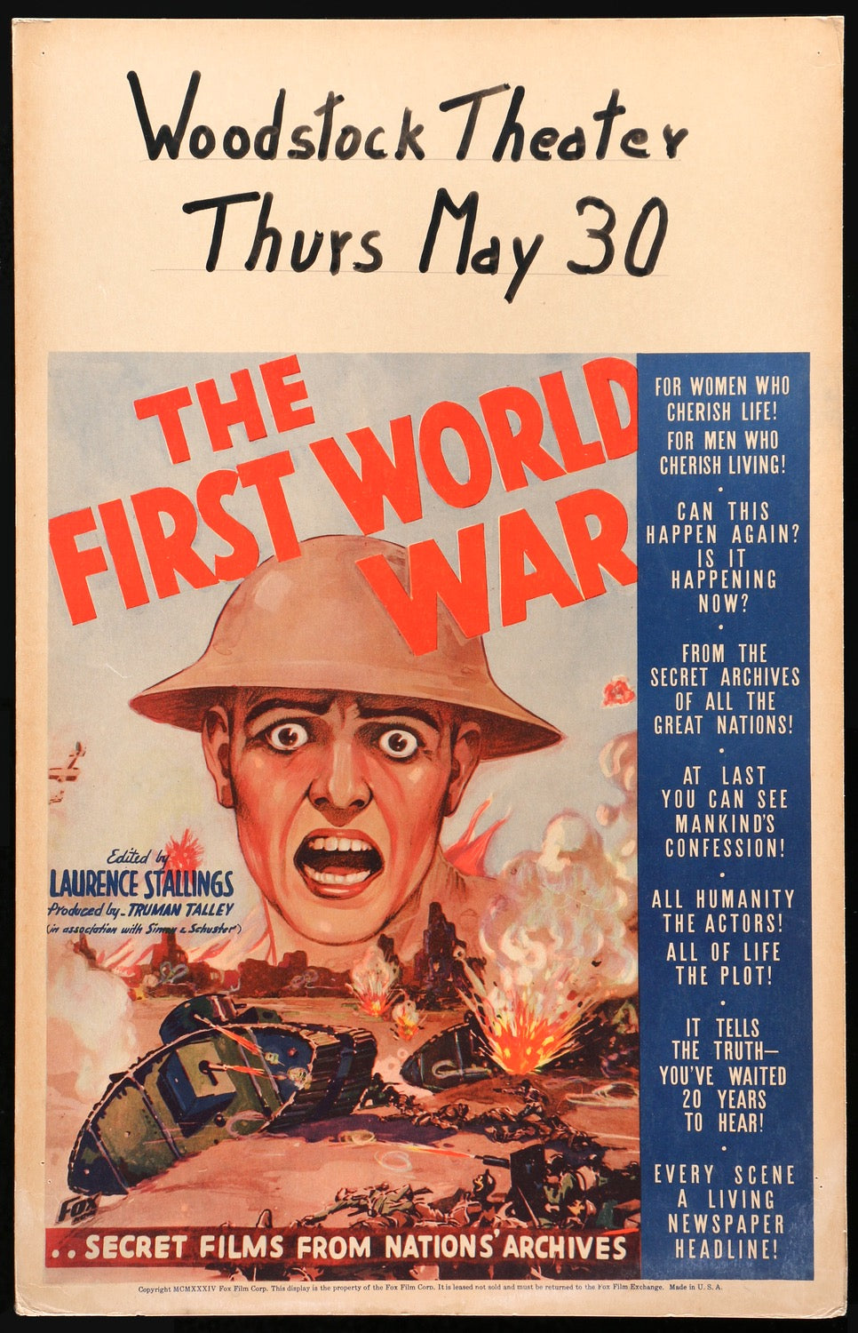 First World War (1934) original movie poster for sale at Originalfilmart