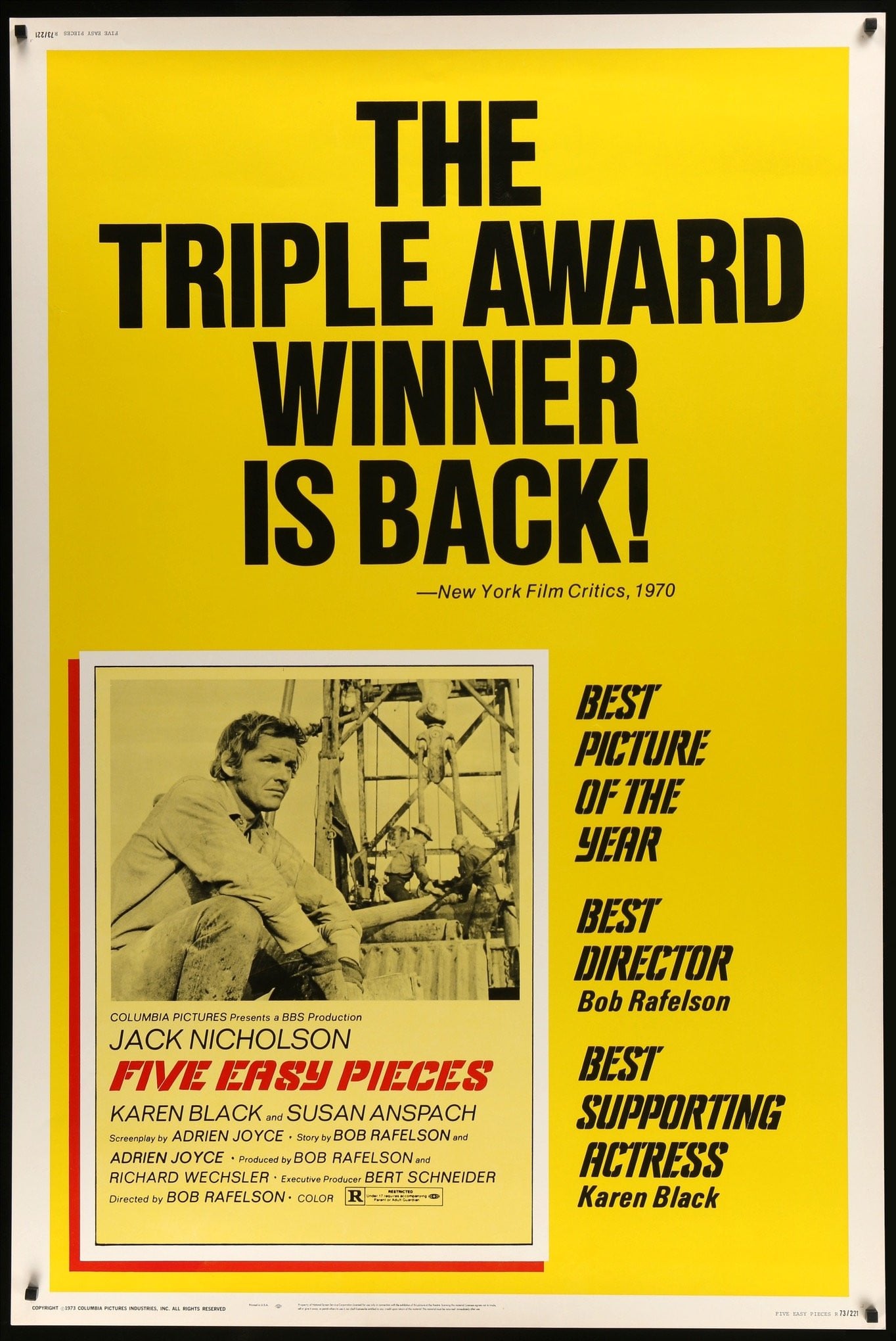 Five Easy Pieces (1970) original movie poster for sale at Originalfilmart
