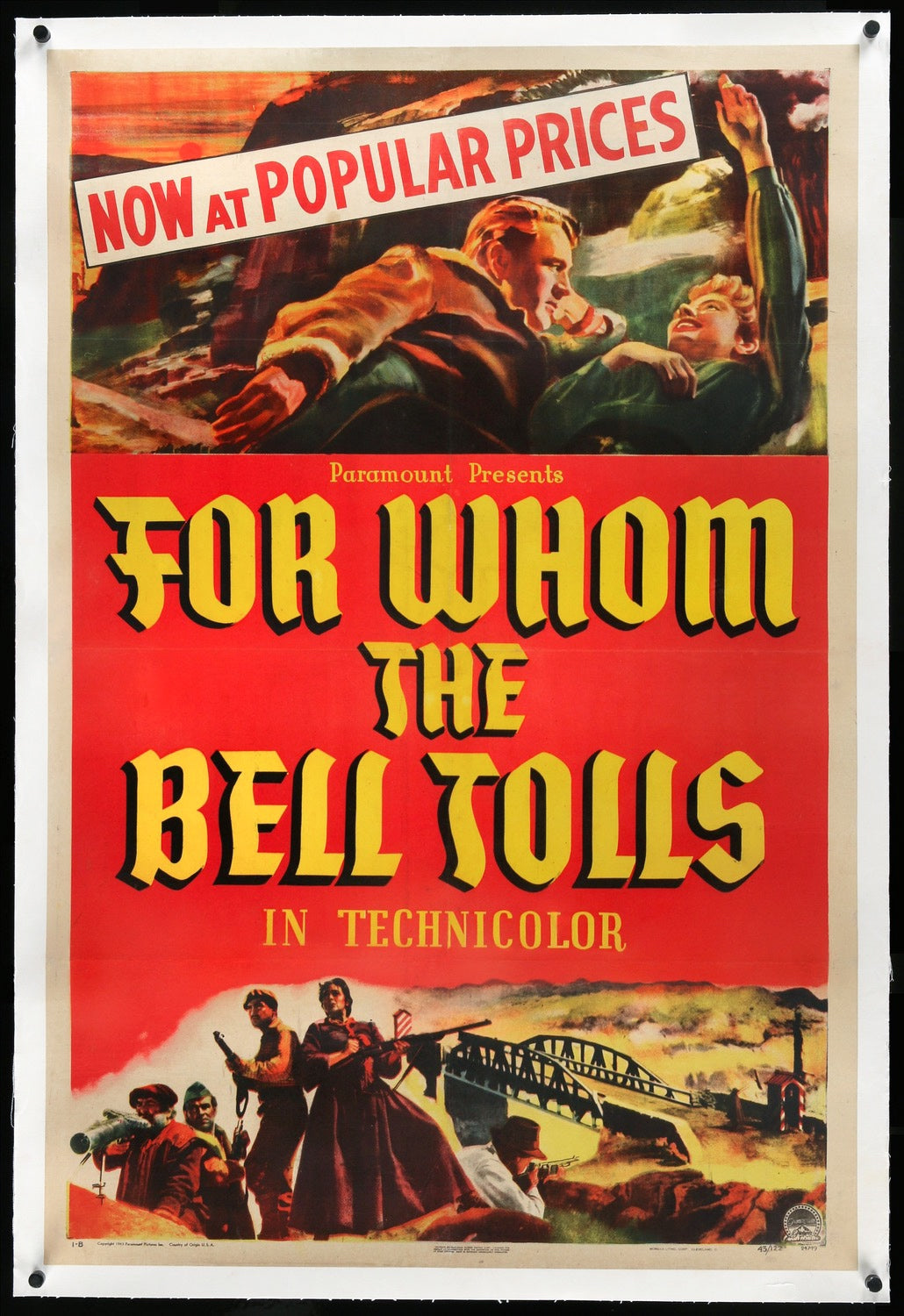 For Whom the Bell Tolls (1943) original movie poster for sale at Originalfilmart