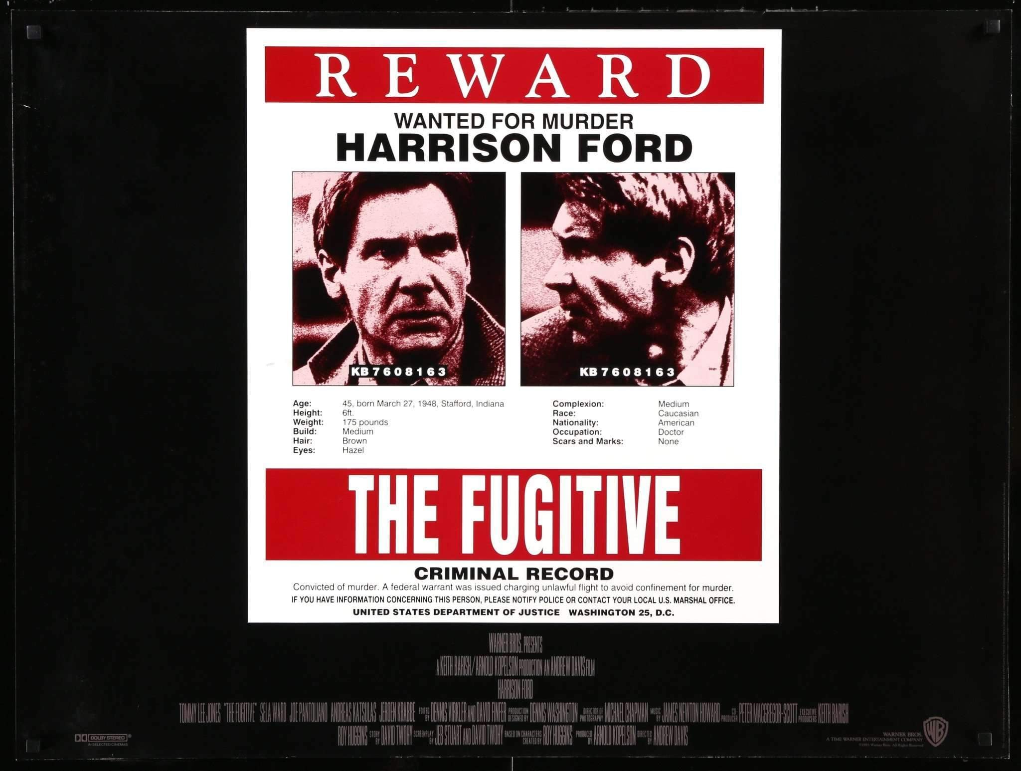 Fugitive (1993) original movie poster for sale at Originalfilmart