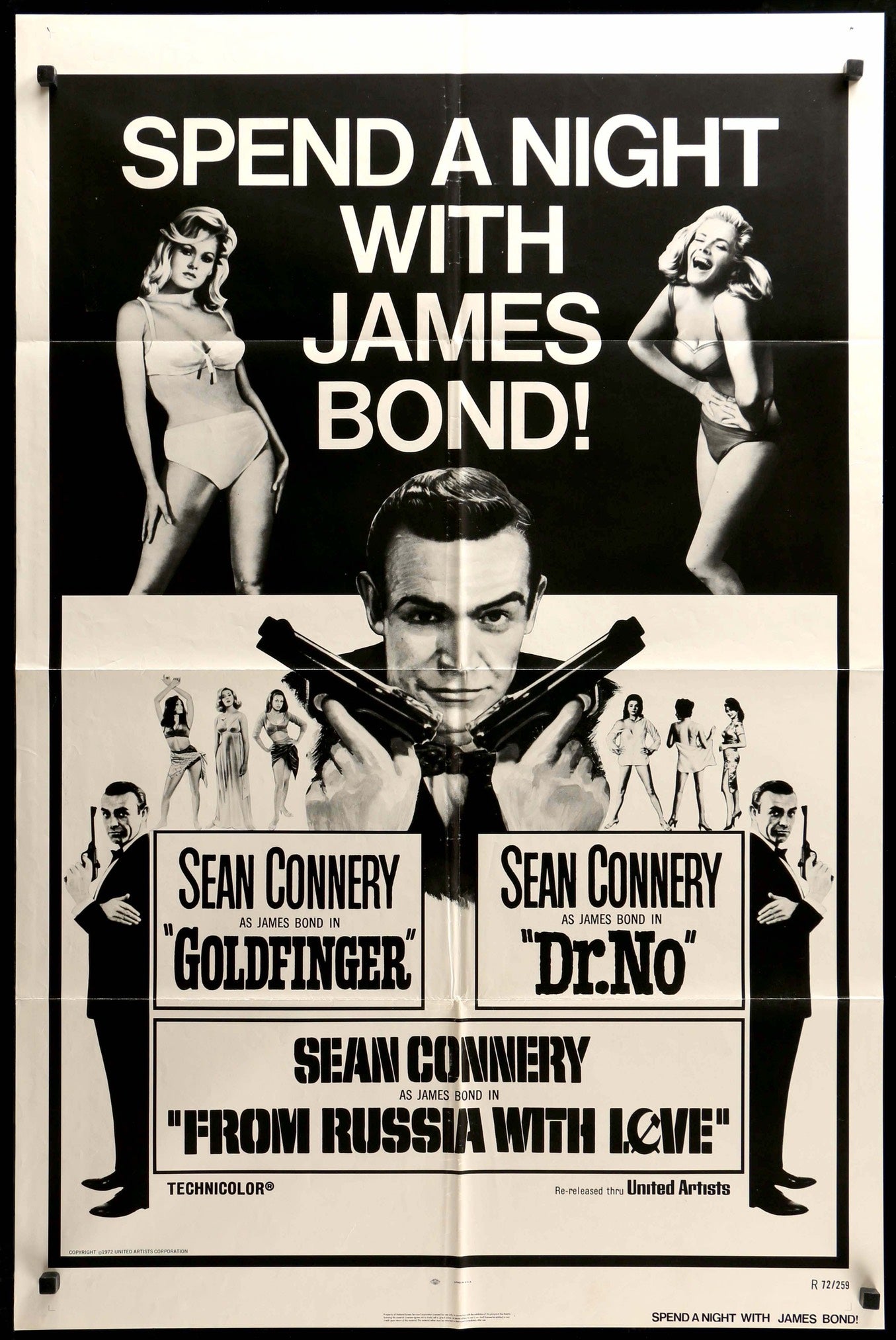 Spend a Night with James Bond (1972) Triple Feature original movie poster for sale at Originalfilmart