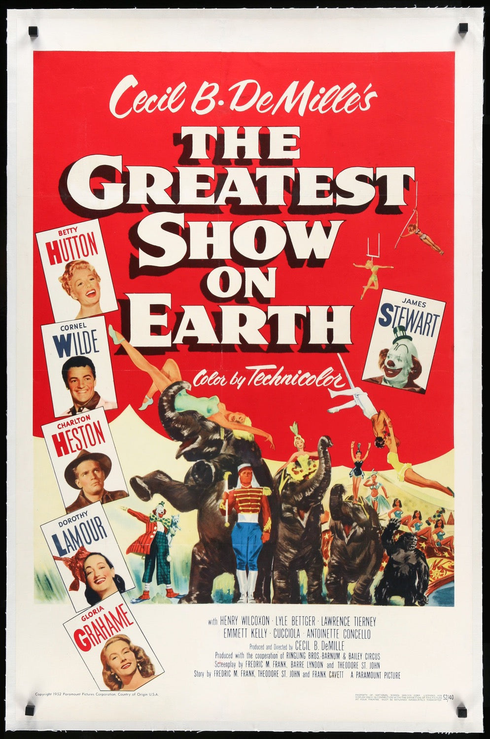 Greatest Show on Earth (1952) original movie poster for sale at Originalfilmart