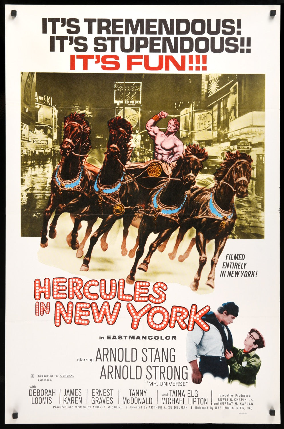 Hercules in New York (1970) original movie poster for sale at Originalfilmart