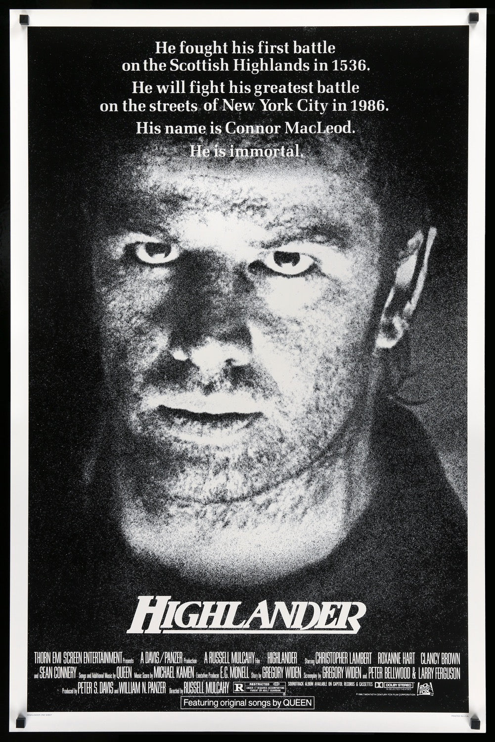 Highlander (1986) original movie poster for sale at Originalfilmart