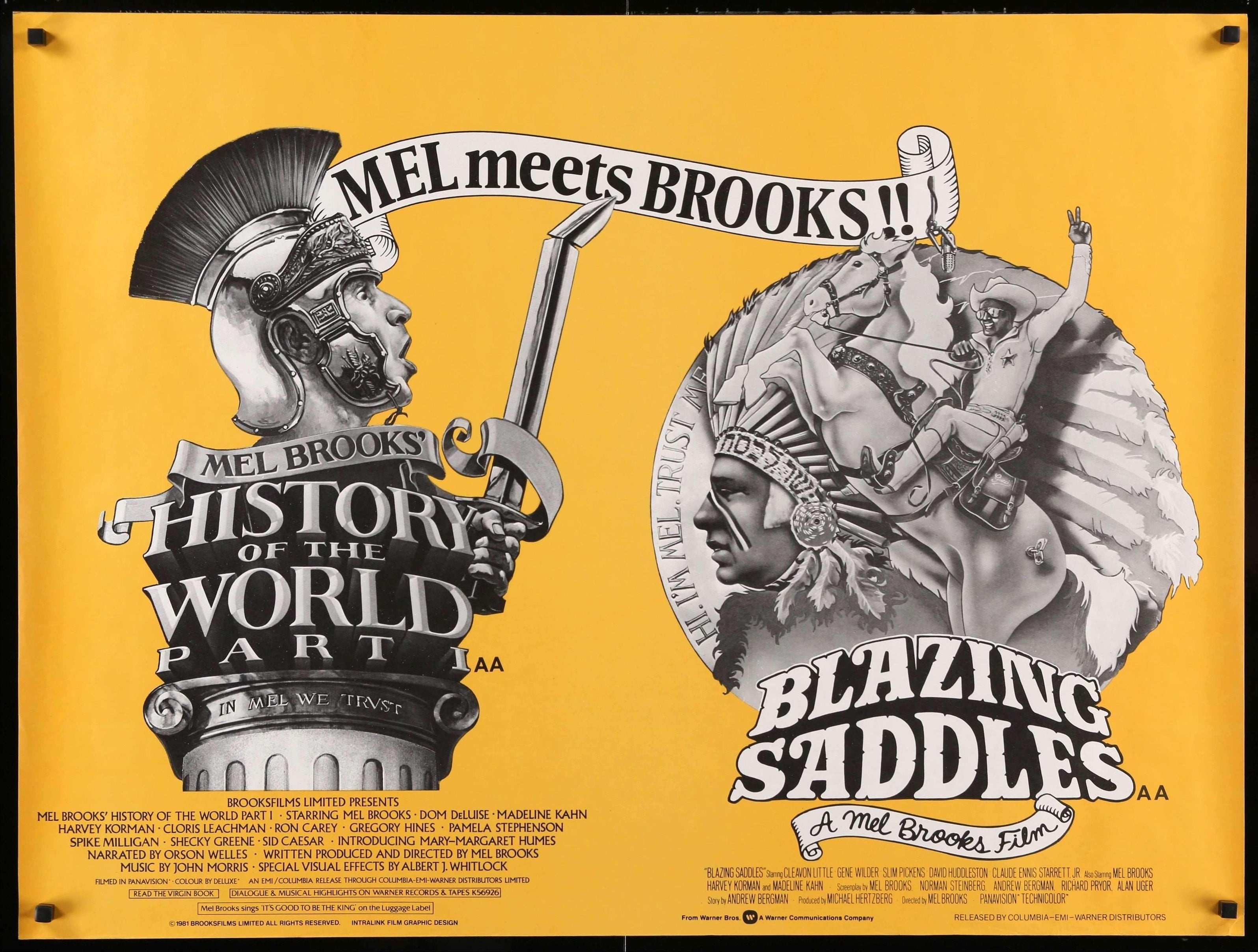 Blazing Saddles (1974) / History of the World Part I (1981) original movie poster for sale at Originalfilmart