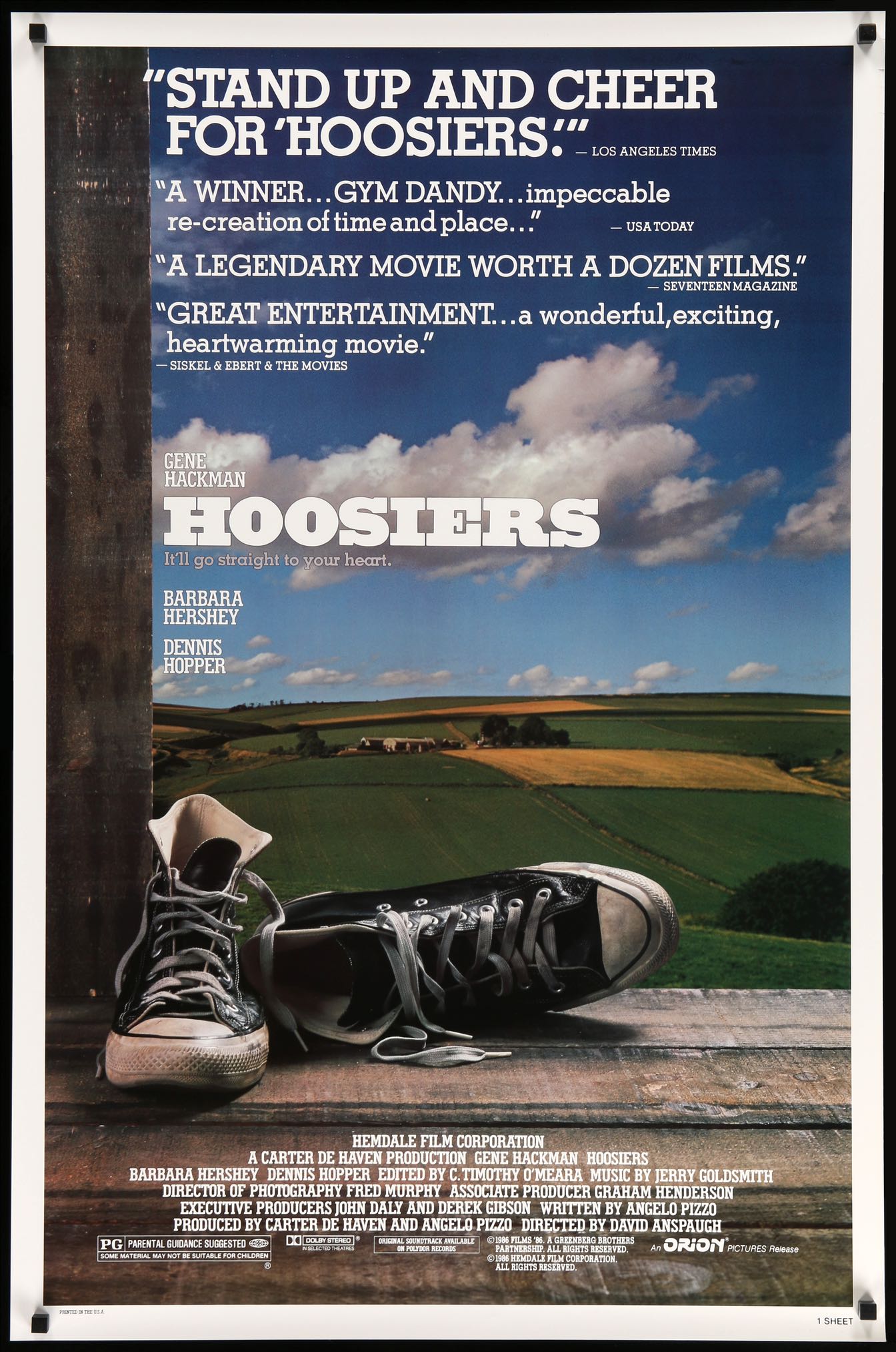 Hoosiers (1986) original movie poster for sale at Originalfilmart