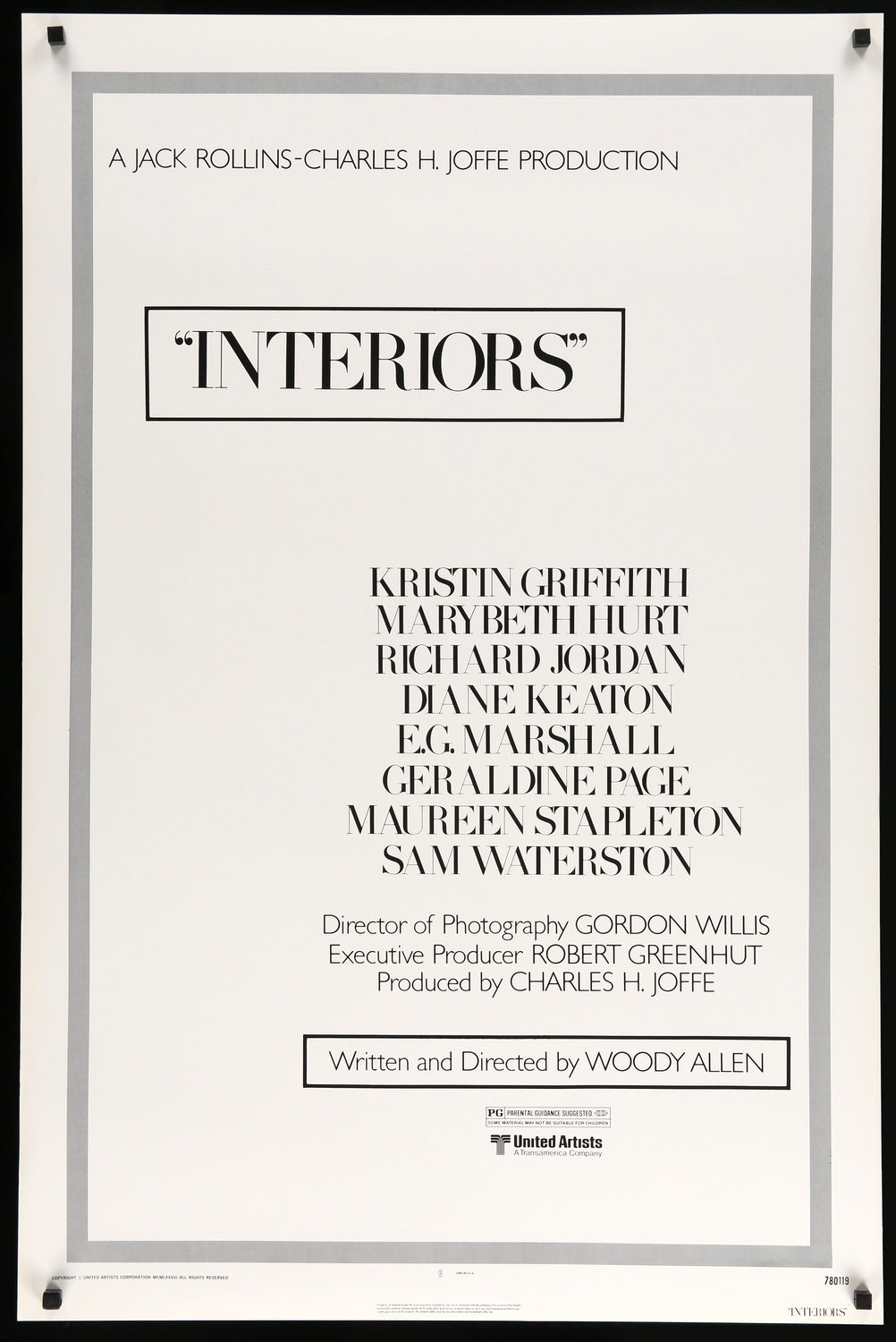 Interiors (1978) original movie poster for sale at Originalfilmart