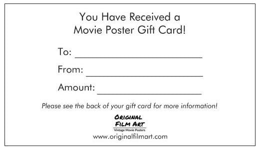 $750 Gift Card original movie poster for sale at Originalfilmart