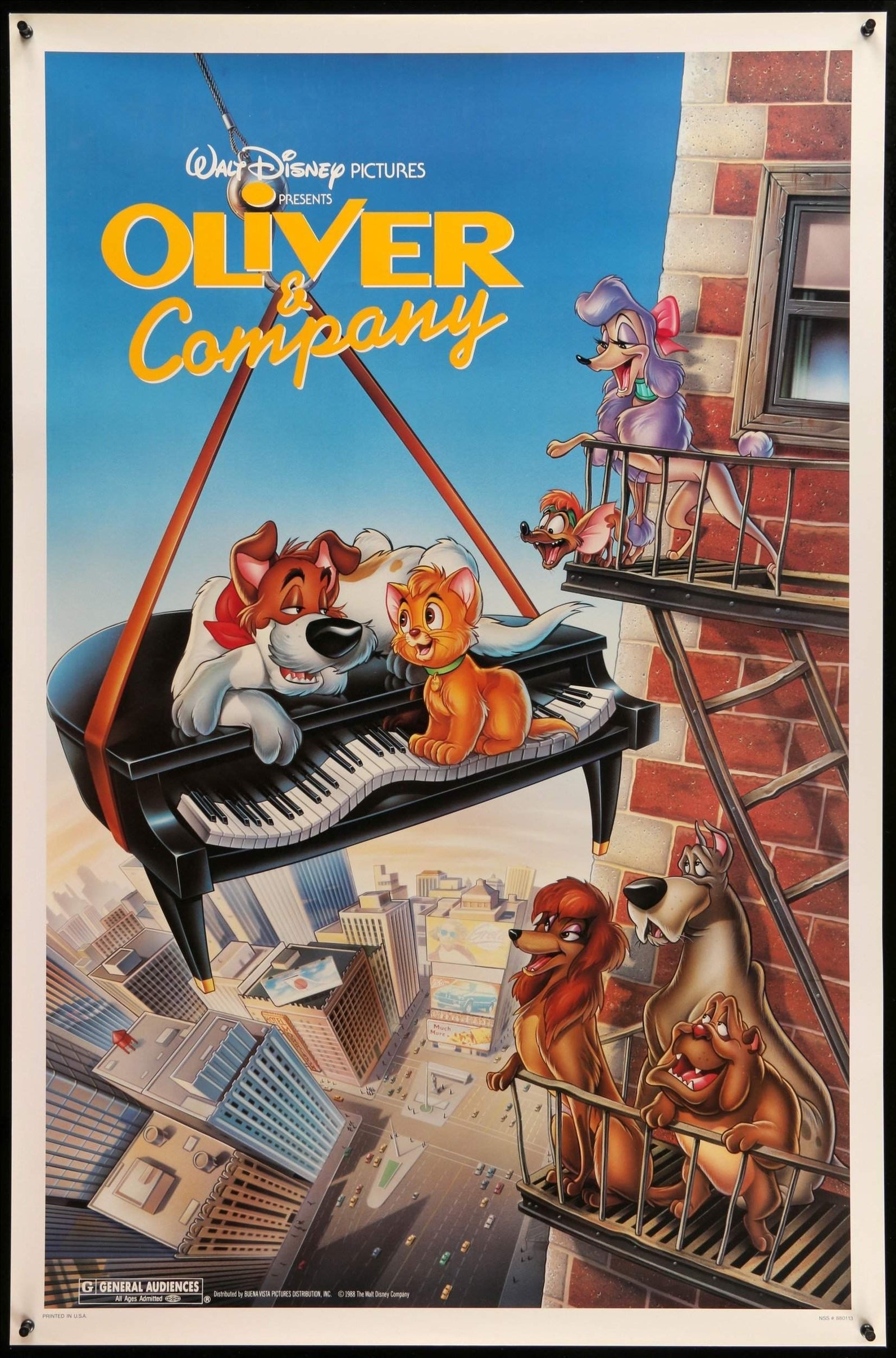 Oliver and Company (1988) original movie poster for sale at Originalfilmart