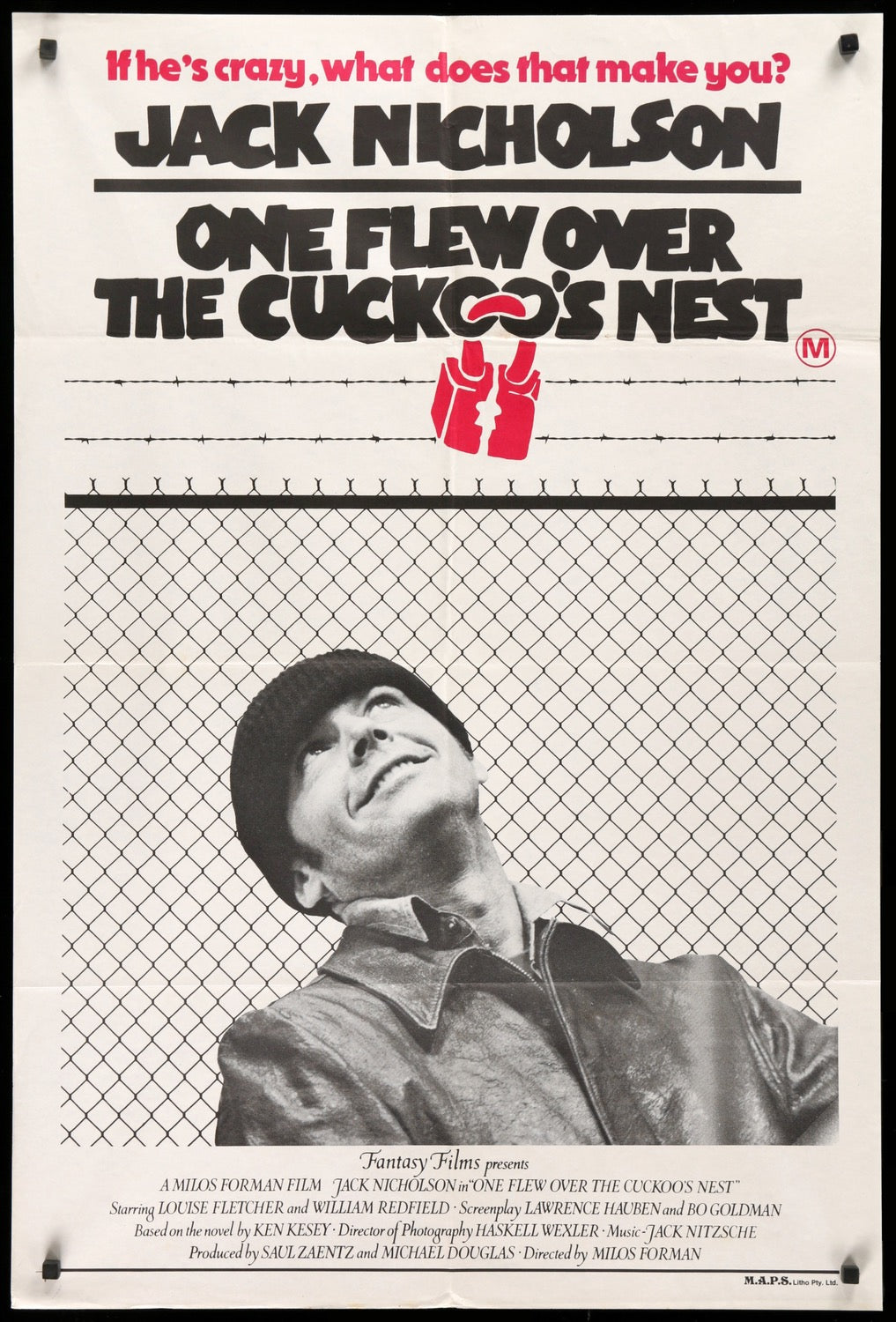 One Flew Over the Cuckoo's Nest (1975) original movie poster for sale at Originalfilmart