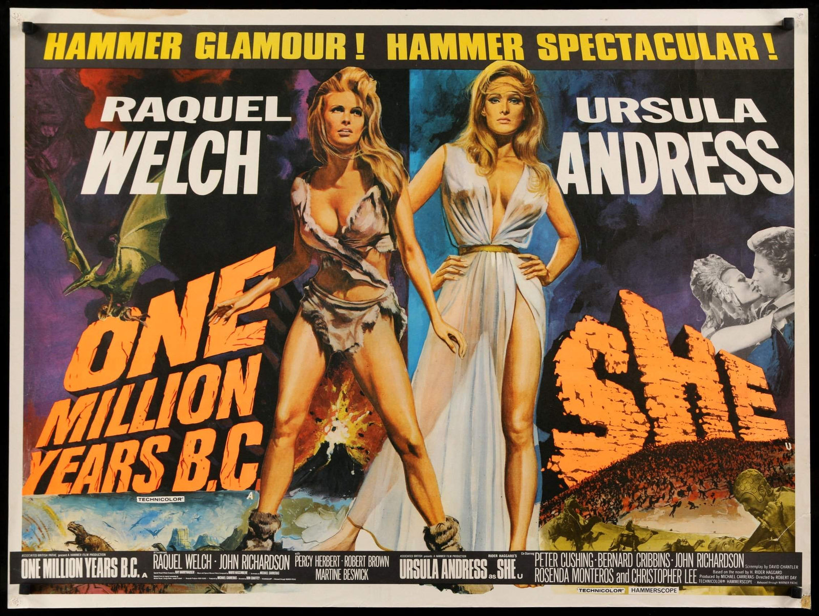 One Million Years B.C. (1966) / She (1965) original movie poster for sale at Originalfilmart