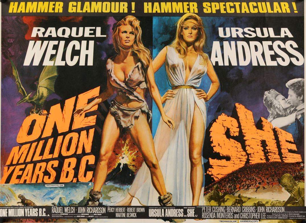 One Million Years B.C. (1966) / She (1965) original movie poster for sale at Originalfilmart