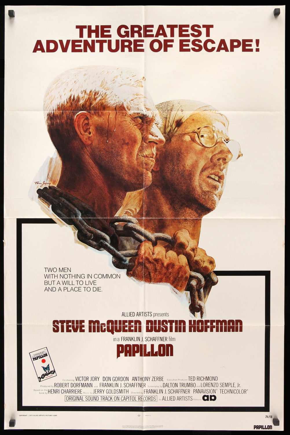 Papillon (1973) original movie poster for sale at Originalfilmart
