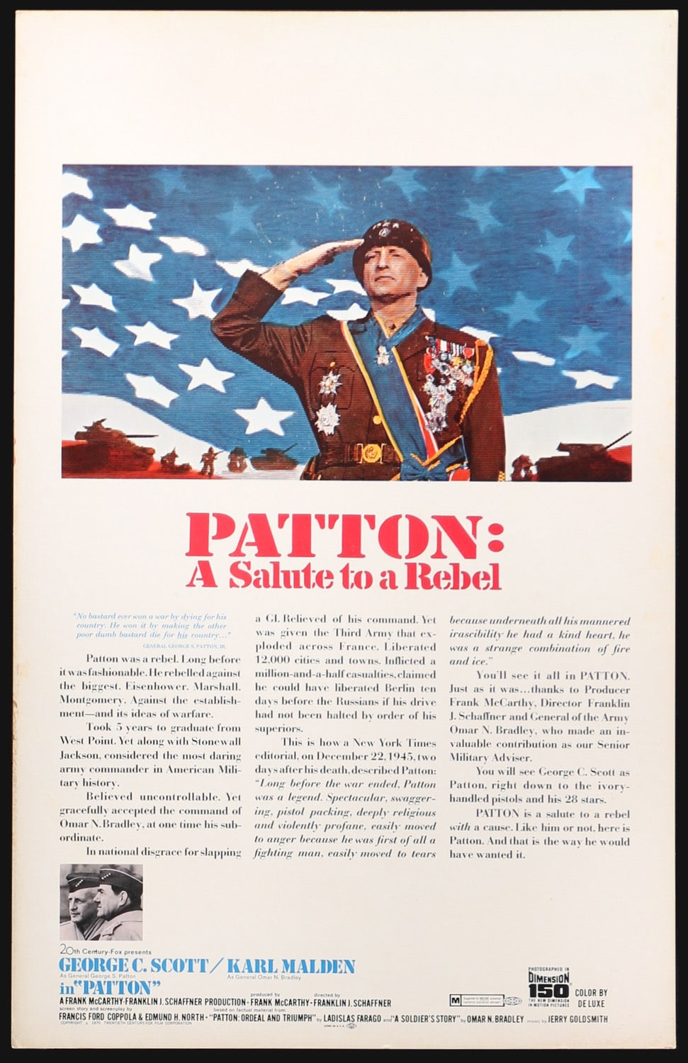 Patton (1970) original movie poster for sale at Originalfilmart