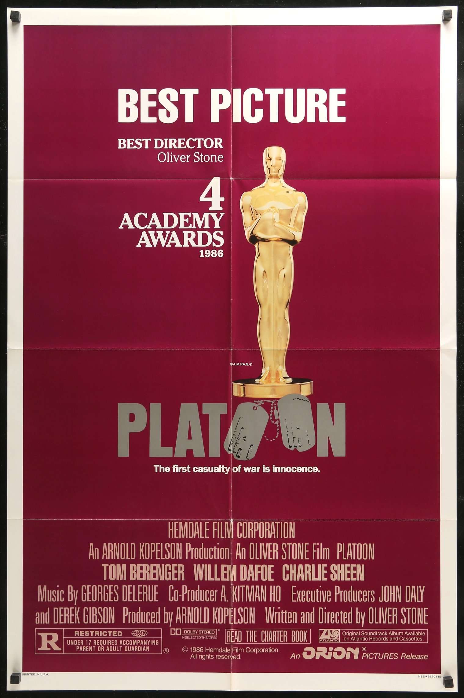 Platoon (1986) original movie poster for sale at Originalfilmart