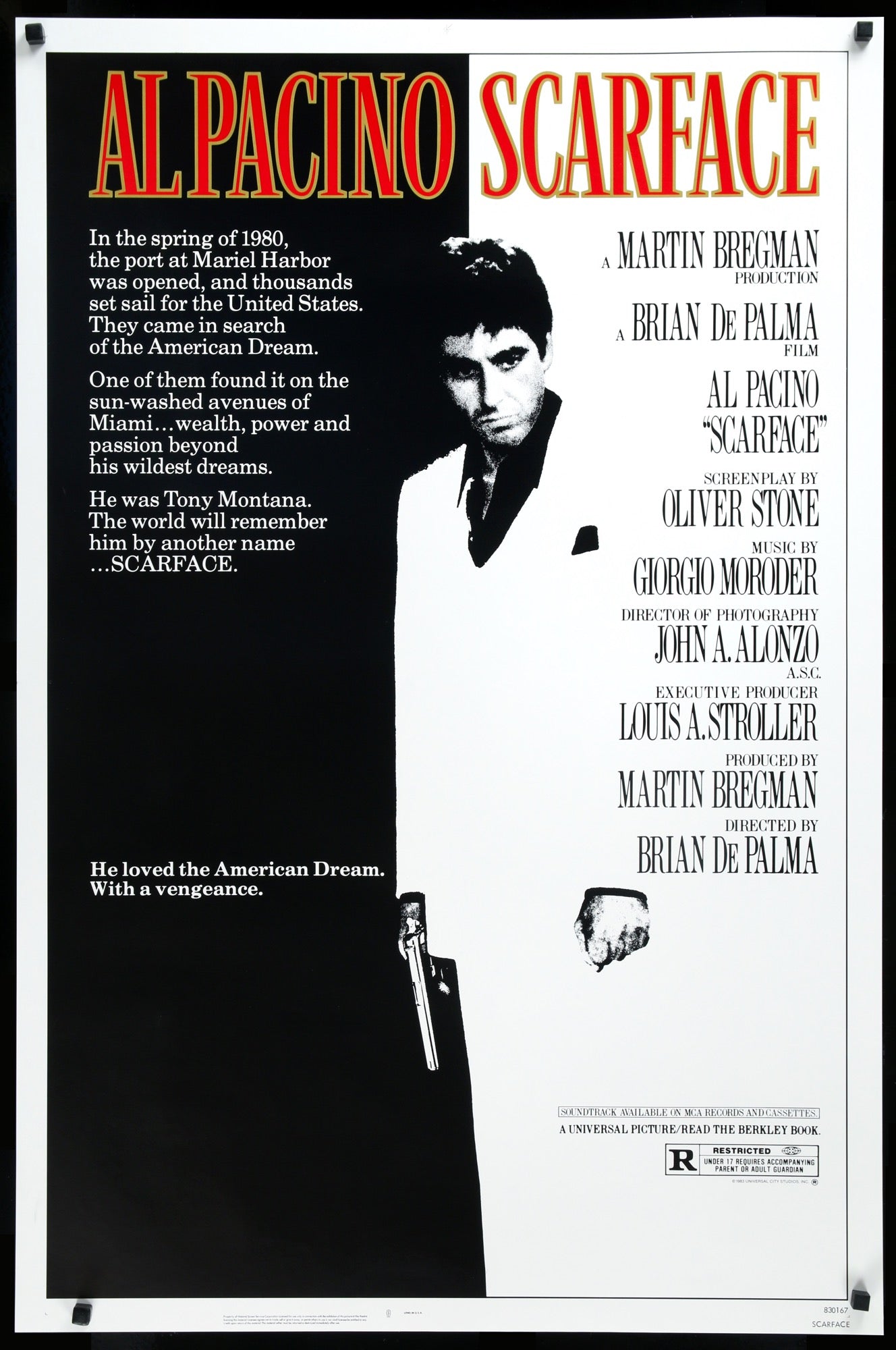 Scarface (1983) original movie poster for sale at Originalfilmart