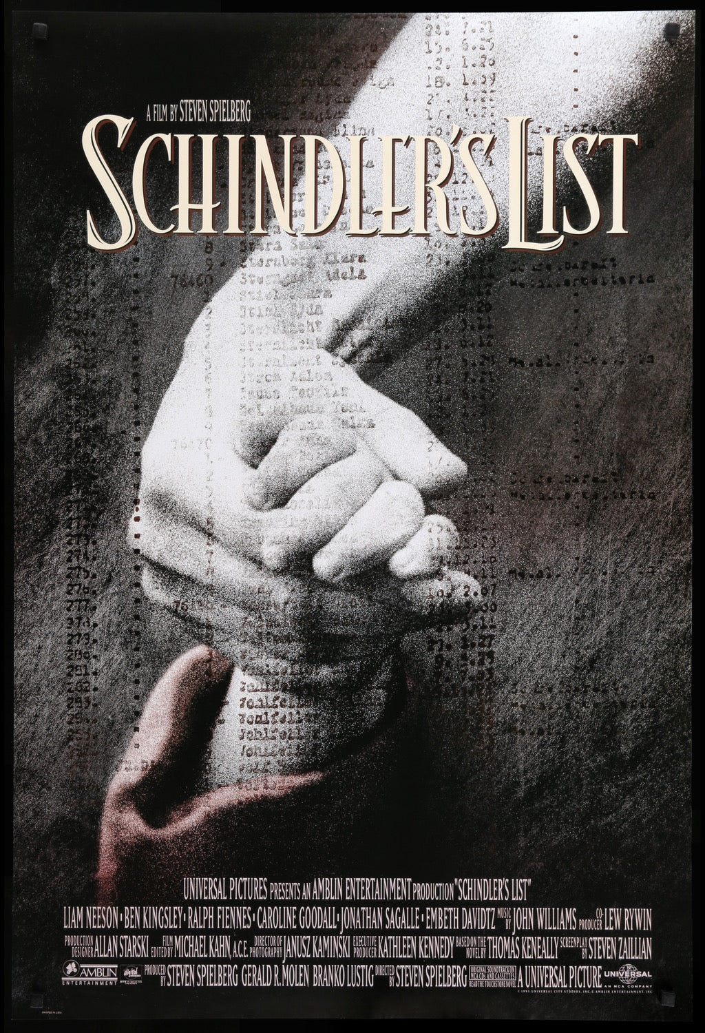 Schindler's List (1993) original movie poster for sale at Originalfilmart