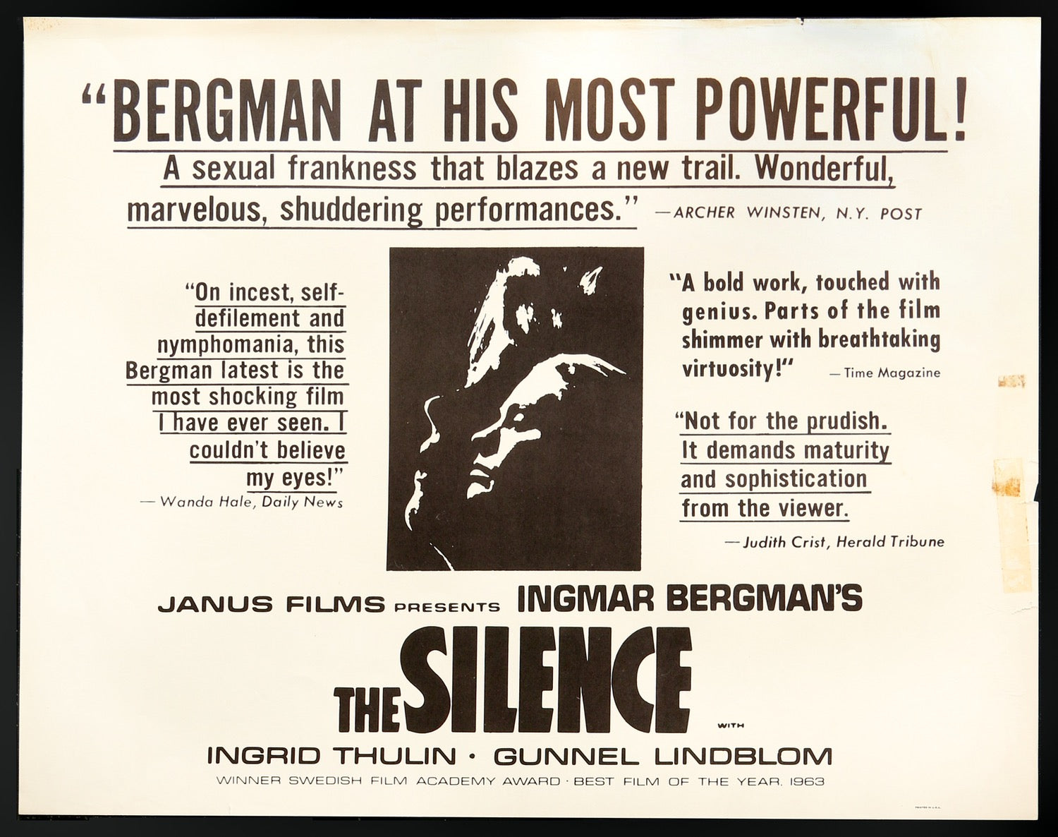 Silence (1963) original movie poster for sale at Originalfilmart