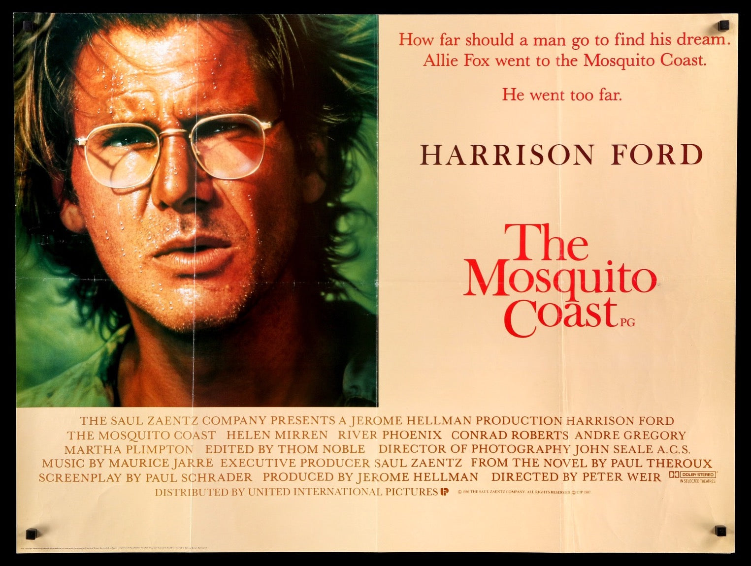 Mosquito Coast (1986) original movie poster for sale at Originalfilmart