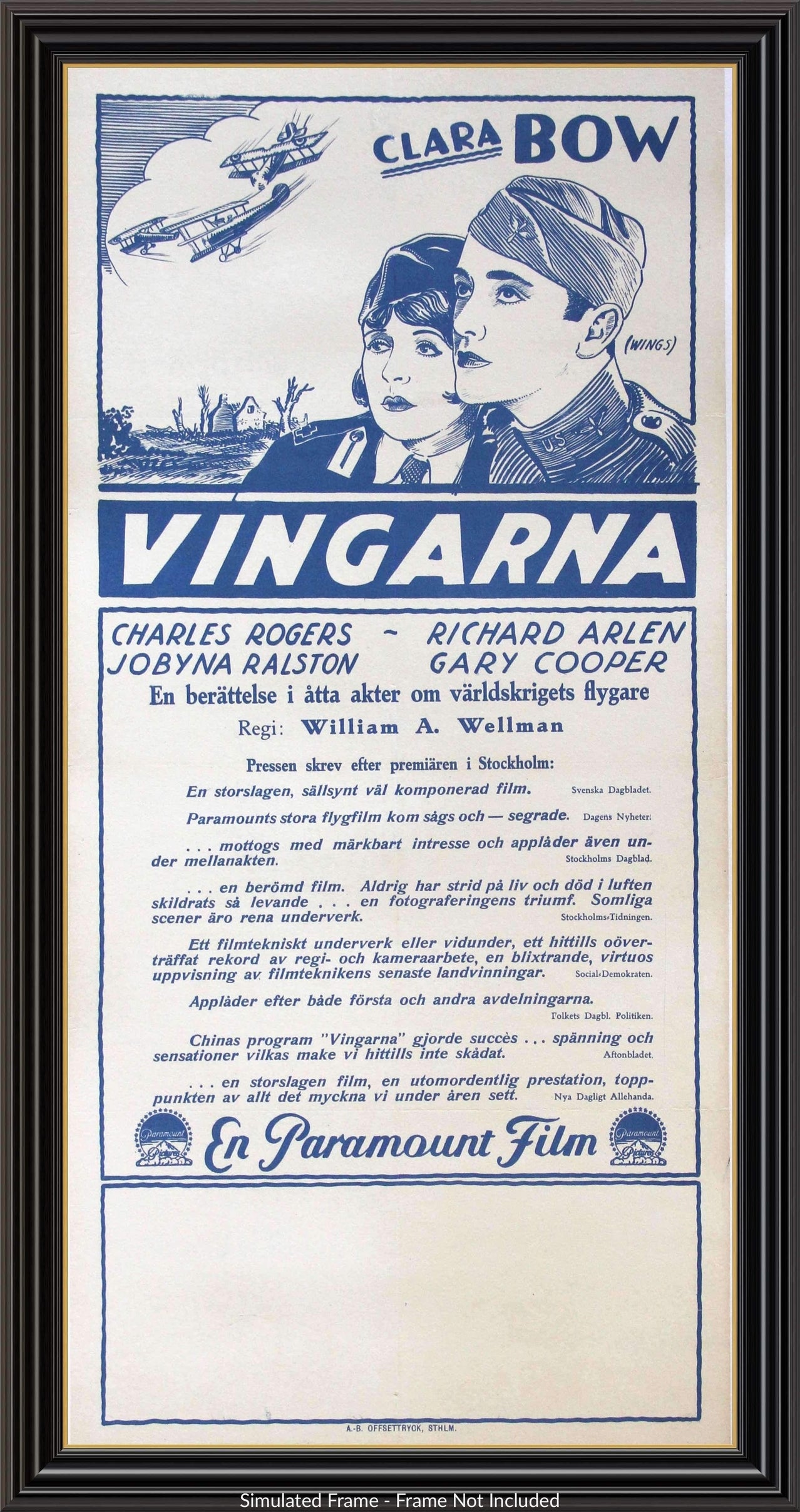 Wings (1927) original movie poster for sale at Originalfilmart