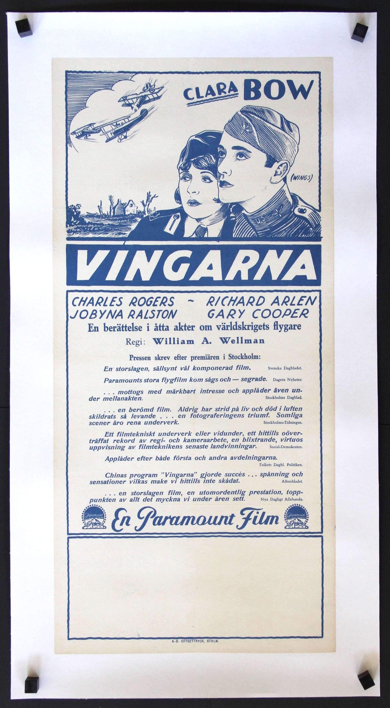 Wings (1927) original movie poster for sale at Originalfilmart